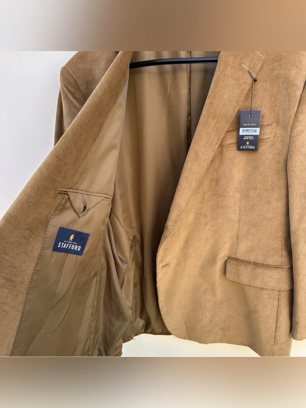 Stafford Brown Corduroy Jacket Elbow Patches Sports Coat Stretch Men’s 48L $168